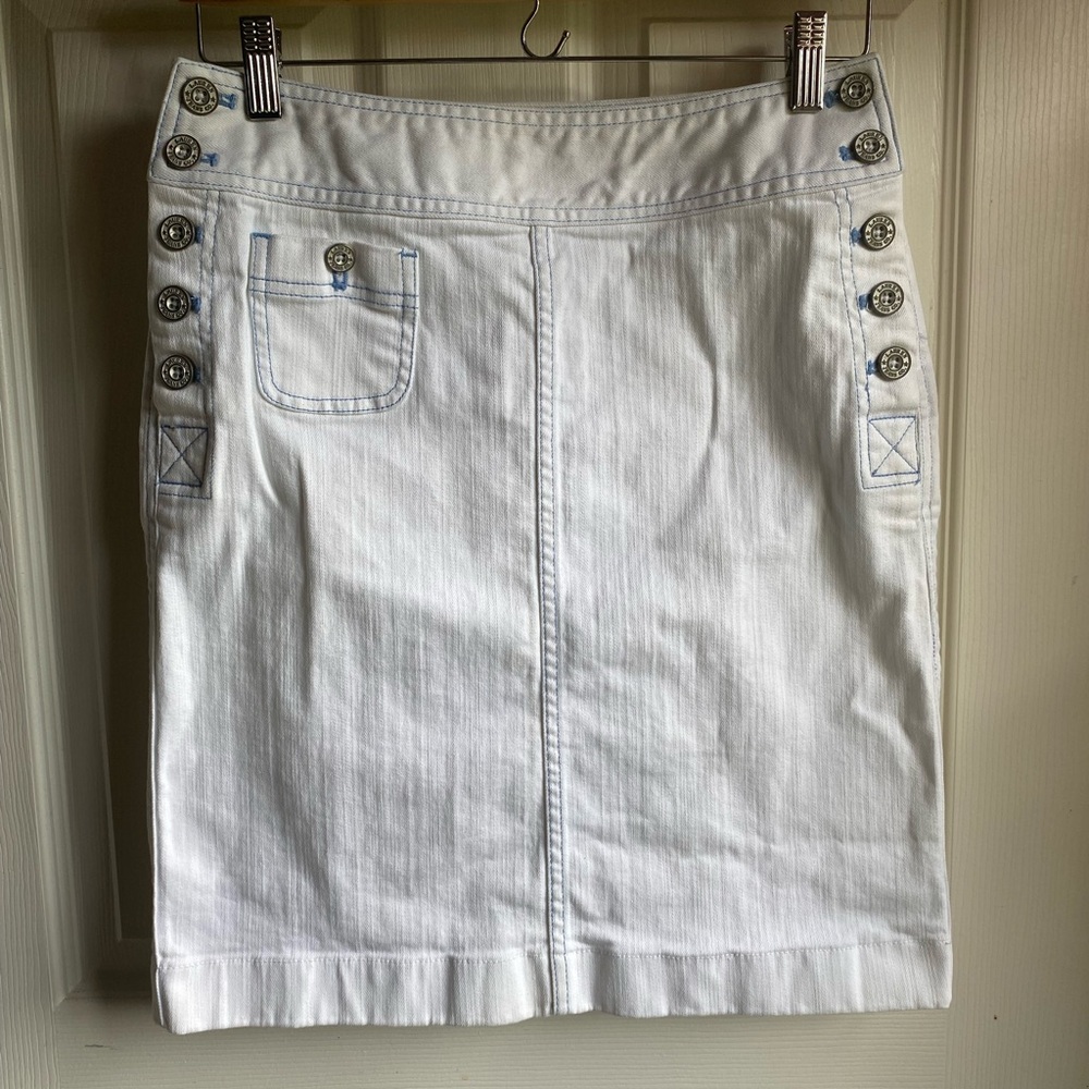 White Mini Pencil Skirt with Cargo Style